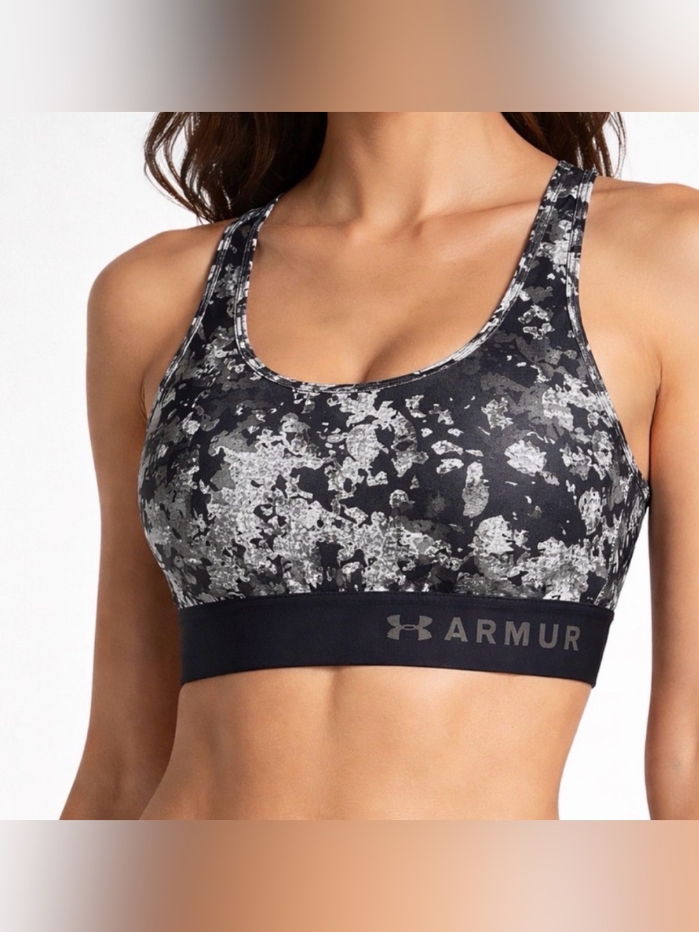 Under Armour Compression Sports Bra Gray Black Camo women’s size Medium(A232)&✨